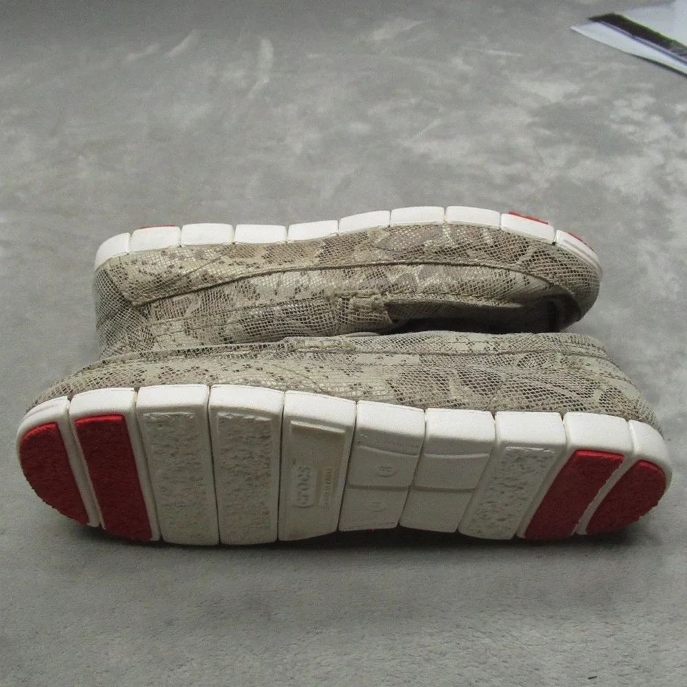 Crocs‎ Mens 8 Boat Shoes White Snakeskin Graphic Light Lace Up Casual RARE NEW